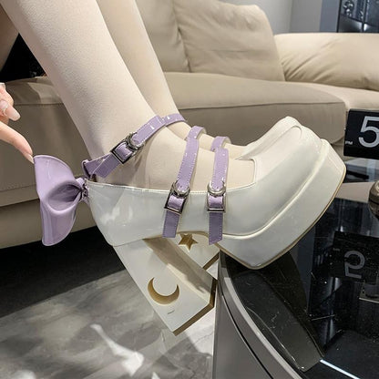 Celestial ribbon platform heels inspired by Luna, cutecore pastel aesthetic, DDLG and ABDL approved
