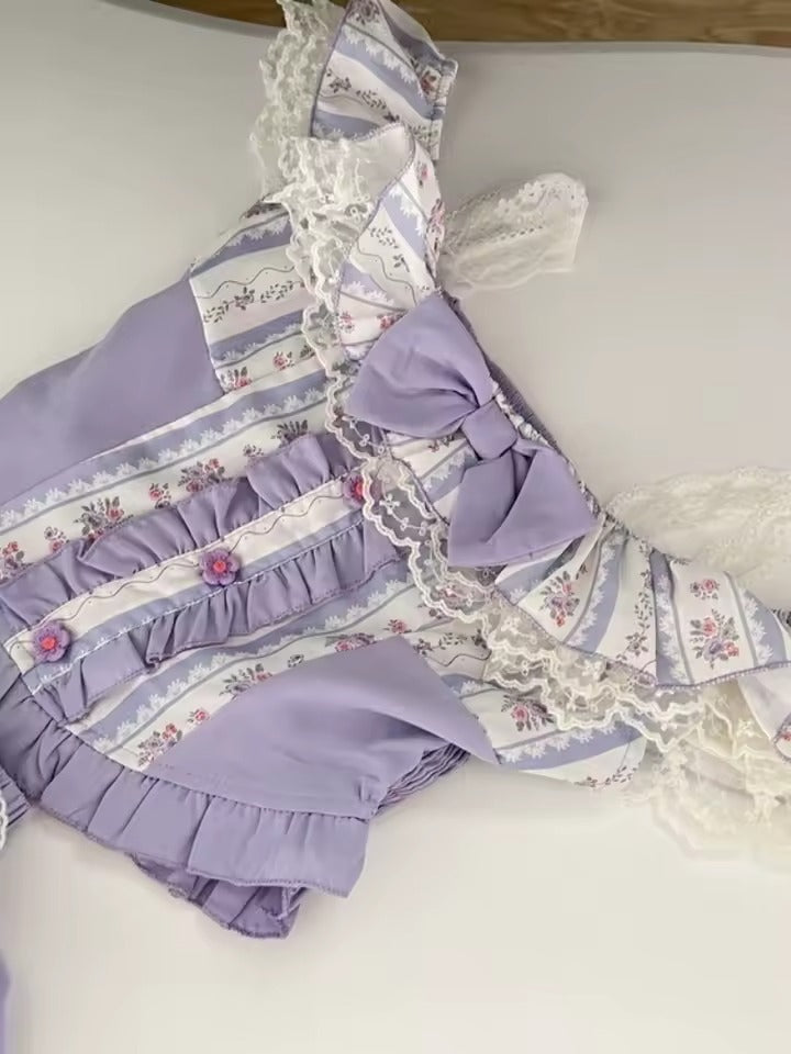 Chérie Lilac Ruffle Set in pastel blue, layered cake skirt with ruffle top, soft babygirl cutecore abdl ddlg vibes