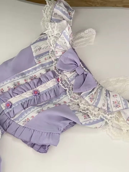 Chérie Lilac Ruffle Set in pastel blue, layered cake skirt with ruffle top, soft babygirl cutecore abdl ddlg vibes