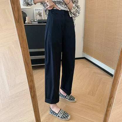 Cherry Milk Black Wide Leg Pants, relaxed fit with pastel-inspired soft-girl charm for everyday cute outfits