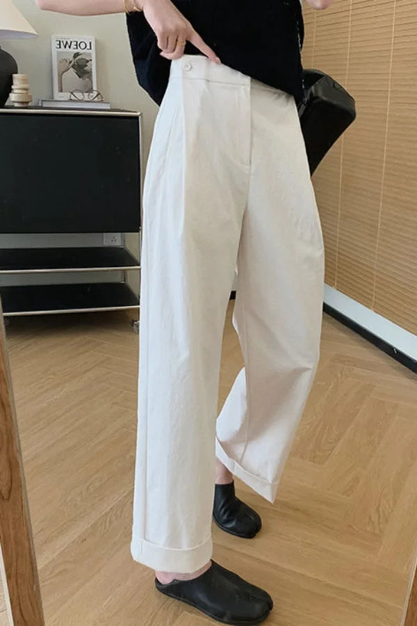 Cherry Milk White Wide Leg Pants, pastel babycore aesthetic with wide-leg comfort for lazy soft-girl vibes