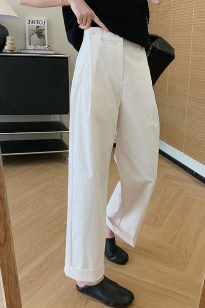 Cherry Milk White Wide Leg Pants, pastel babycore aesthetic with wide-leg comfort for lazy soft-girl vibes