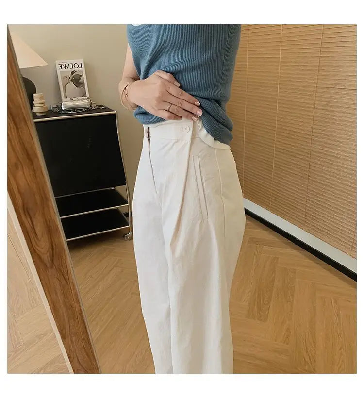 Cherry Milk White Wide Leg Pants, comfy soft-girl aesthetic for pastel outfits & lazy princess energy