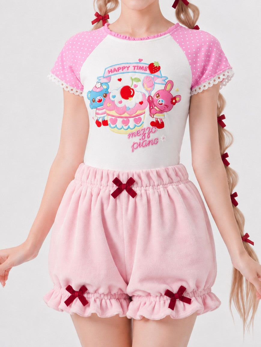 Cherry On Top little crop top with bunny and cherry graphic print, kawaii style