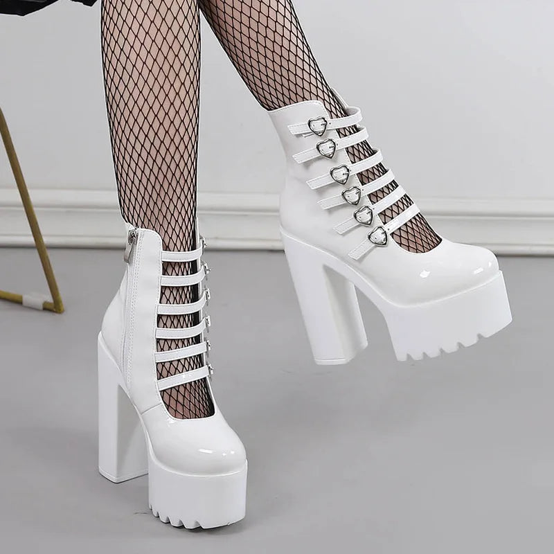 Chunky platform Cupid Lock Heels with secure buckle straps for confidence and style