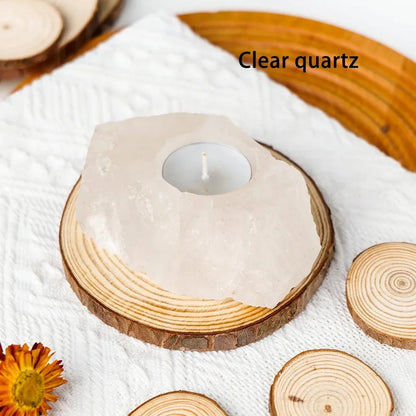 Clear Quartz Ritual Candle Holder for DDLG ABDL, pure crystal decor for kawaii cutecore ritual and altar use