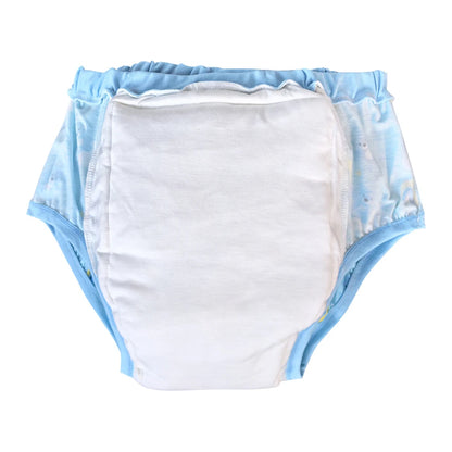 Close-up of pastel bear and tiny heart print on soft, comfy Up in the Clouds Bear Diaper