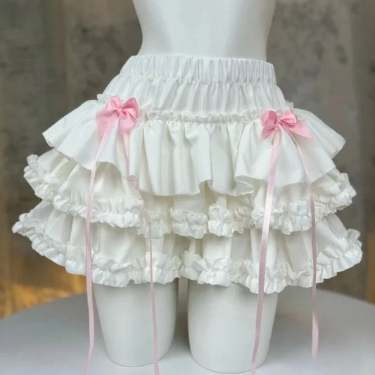 Pastel ruffle shorts with side bows, ultra-soft fabric for DDLG ABDL kawaii soft girl outfits