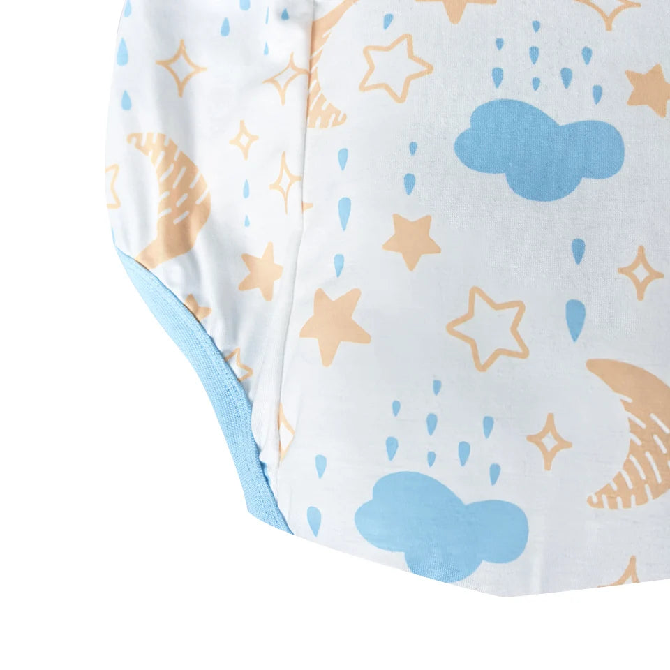 Cloud and star cosmic training pants in pastel yellow and baby blue, kawaii DDLG ABDL cutecore style