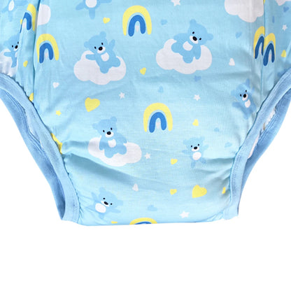 Side view of Up in the Clouds Bear Diaper highlighting secure elastic waistband and comfortable fit