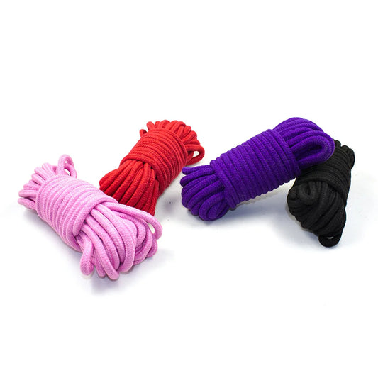 Color Me Tangled Ropes set with purple, red, pink, and black for DDLG bondage, kinky and playful