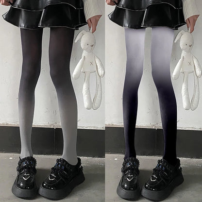 Black Gray Gradient Thigh High Stockings, DDLG Cutecore Baddie Vibes