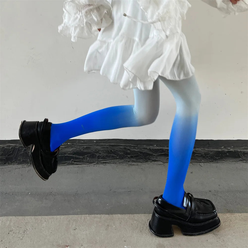 Blue Color Pop Gradient Thigh Highs, Pastel & Baddie DDLG Outfit Accessory
