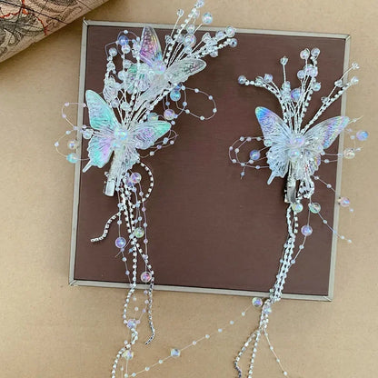 Coquette butterfly hair clips with shimmering wings, perfect for kawaii, cutecore, and DDLG ABDL fashion