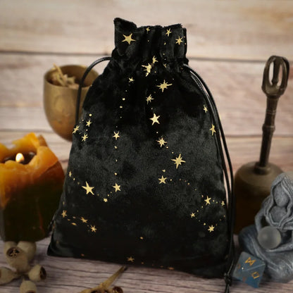 Cosmic divination pouch black galaxy constellation velour for kawaii ABDL storage