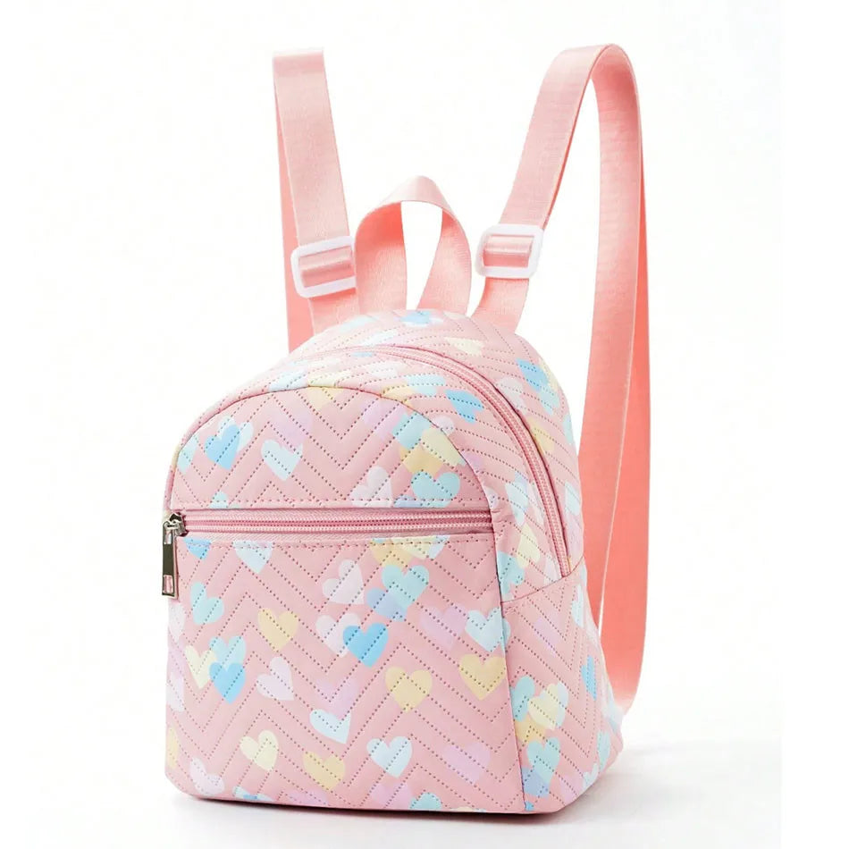 Cosmic Starseed Baby Mini Backpack in light pink with hearts, cute girly DDLG accessory