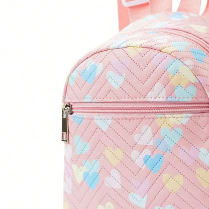 Cosmic Starseed Baby Mini Backpack in soft pink with pastel heart prints, ABDL & DDLG style