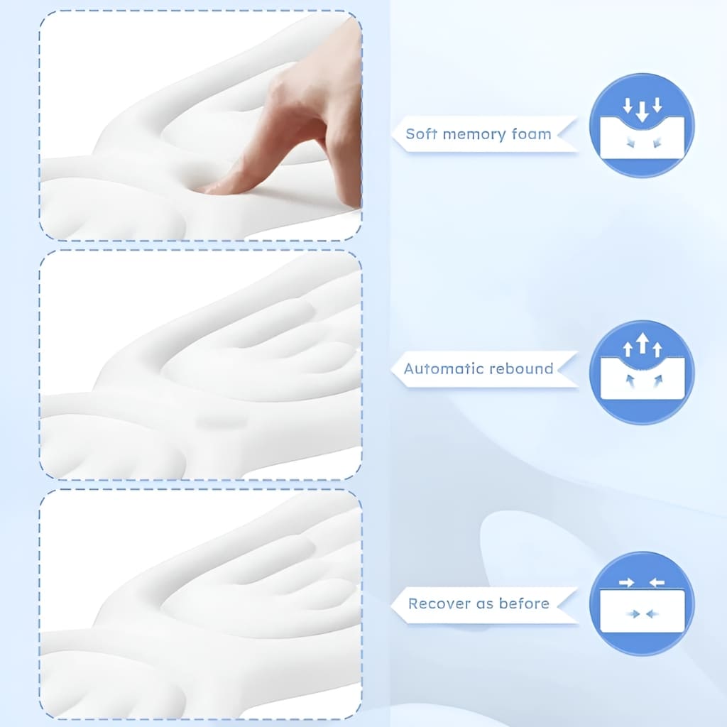 Cozy angel wing keyboard wrist pad with plush foam and pastel design, great for gamers, students, and soft aesthetics.