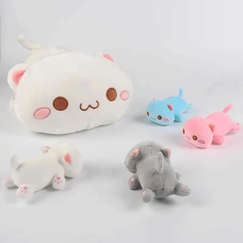 Cozy 47cm mama cat plush with baby kittens, kawaii family cuddle toy for ABDL DDLG plush collectors