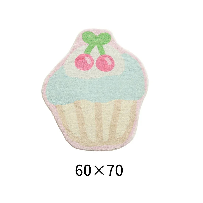 Pastel colored cupcake kawaii rug design, soft and playful decor for cozy spaces
