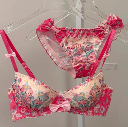 Cute critter lingerie set with playful animal design and colorful cutecore kawaii fashion vibes, DDLG ABDL