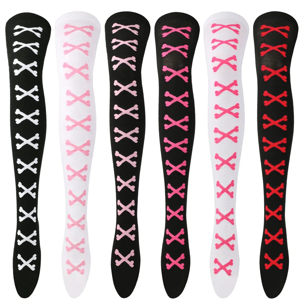 Set of all cute crossed bones stockings, playful and comfy for kawaii DDLG/ABDL style.