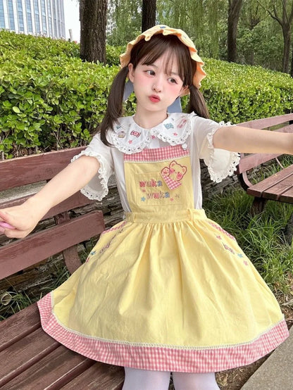 Cute kawaii babydoll top with candy treats print and pastel color palette