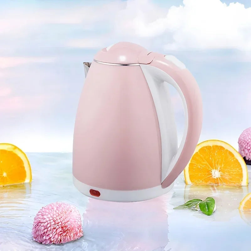 Cute kitchen kettle with 360° base and 1–2L capacity in pink aesthetic