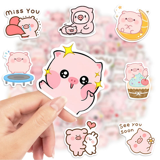 Cute piggie couple stickers for laptops, journals, and phones, waterproof and durable with playful pig designs