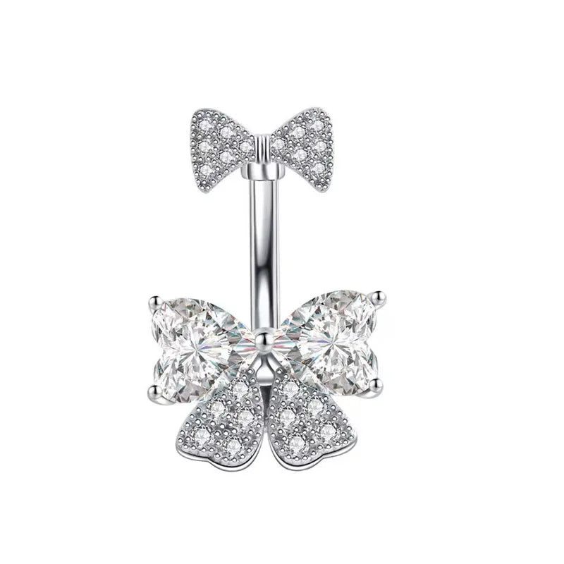Cute pink belly ring pack with sparkly heart and star designs in pastel tones