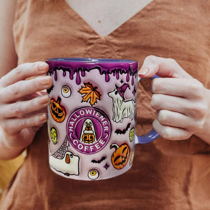 Cute spooky candy coated Halloween mug, durable ceramic for cuddles and chill vibes