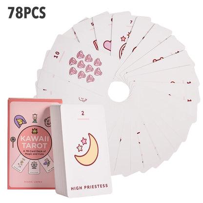 Cutecore Pastel Kawaii Tarot Set with friendly magical illustrations for playful tarot readings and décor