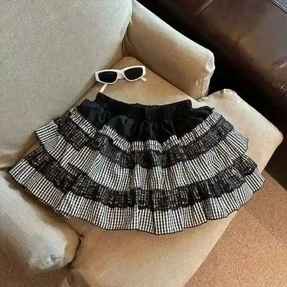 Cutecore prairie mini skirt in plaid with flattering waist and soft cowgirl aesthetic
