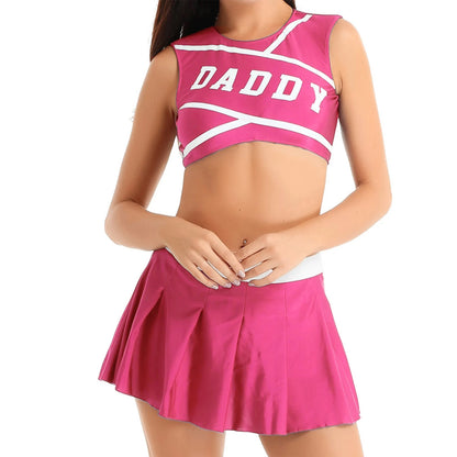 Daddy’s Cheerleader Outfit in pink rose, flirty soft girl babygirl cosplay, cutecore & DDLG vibes