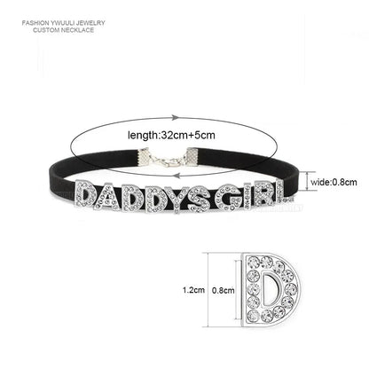 Daddy’s Dazzle black Daddys Girl custom collar for bold confident look