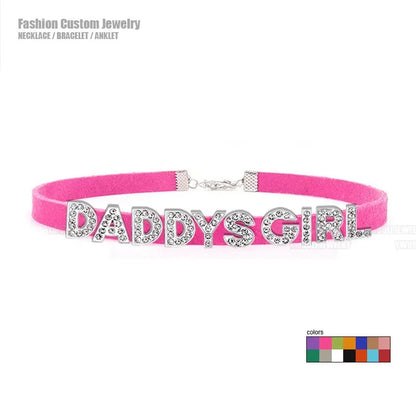 Daddy’s Dazzle pink Daddys Girl collar with playful kawaii charm
