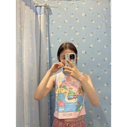 Daddy's Favorite Kawaii Tank Top styled with a mini skirt and pastel accessories for a complete DDLG kawaii babygirl little space look