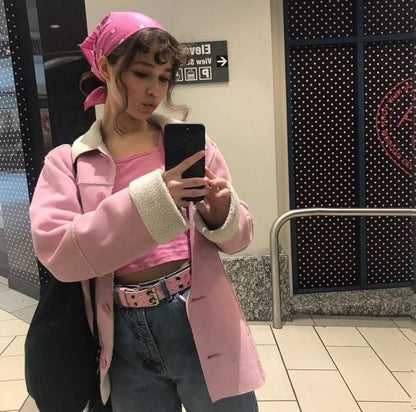 Daily Slay Baddie Bandana in pastel pink, soft kawaii accessory for bags, hair, or outfits