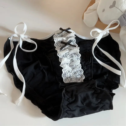 Darling Ribbon Doll Panties in black with ribbon bow details and sexy kawaii ddlg edge