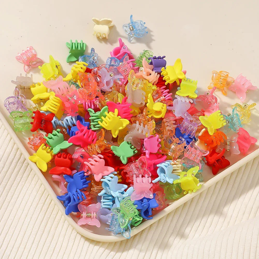 DDLG ABDL Kawaii Rainbow Hair Clips, 10 PCs of soft pastel butterflies for cute twin tails and buns