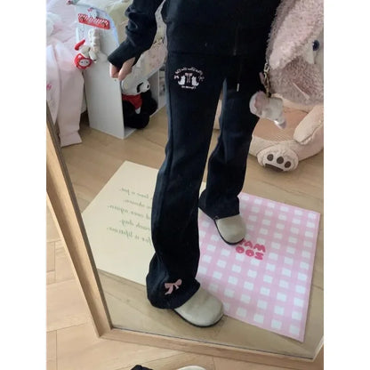 Black wide leg Little Kawaii pants with playful design and comfy fit for DDLG ABDL kawaii fashion