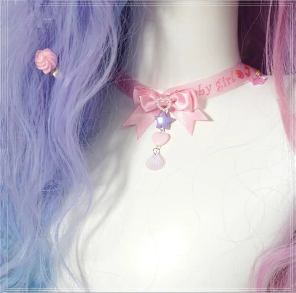 Soft kawaii baby girl choker, charming 3D ribbon, for DDLG, ABDL, and cutecore cosplay