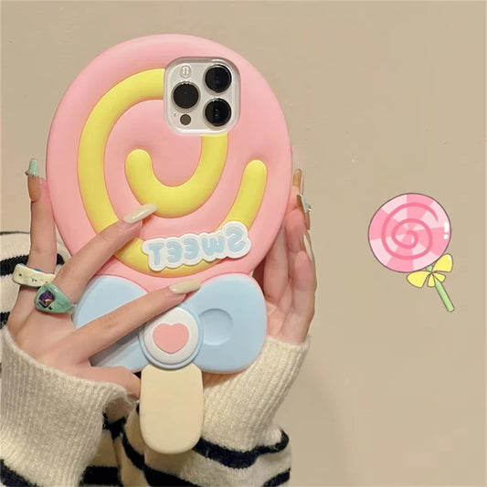 pastel sweet lollipop candy phone case with 3d charm for ddlg abdl kawaii aesthetic