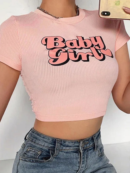 Pink DDLG babygirl crop top with matching accessories