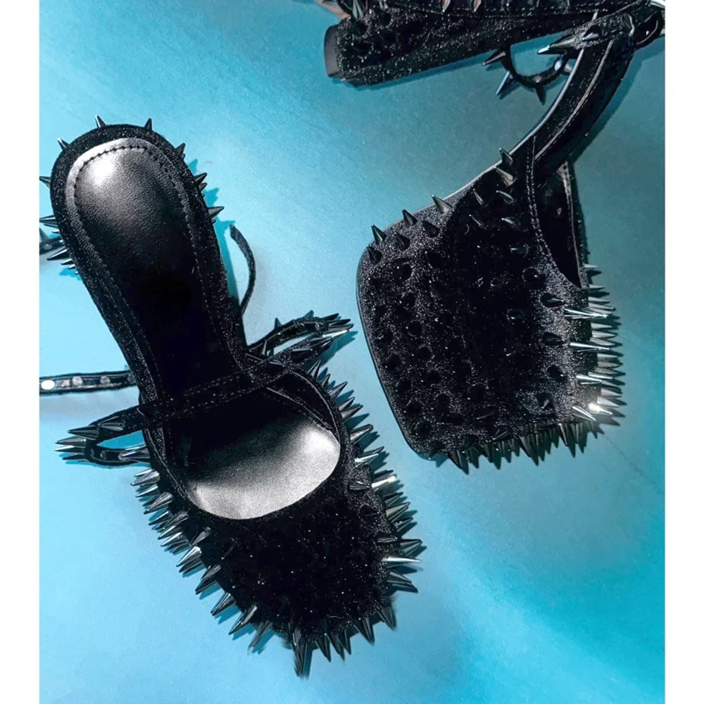 DDLG baddie Bad Girl heels with high platform and metal spikes for sexy cutecore looks