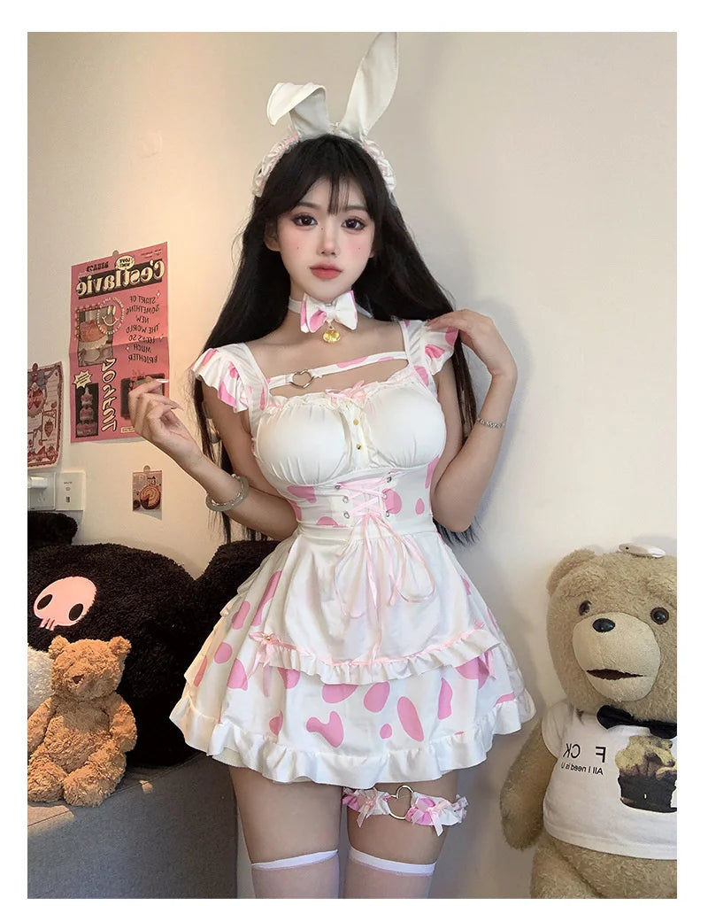 DDLG Bunny Maid Set in soft pastel colors, designed for little space, cosplay, and kawaii vibes