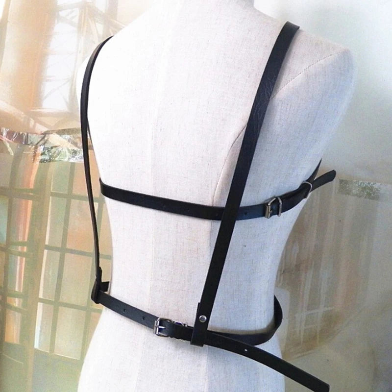 Cutecore brat pentacle harness in cruelty-free vegan leather with adjustable fit for bold alternative style