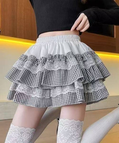 DDLG cutecore plaid mini skirt with twirl-ready ruffles and soft country aesthetic