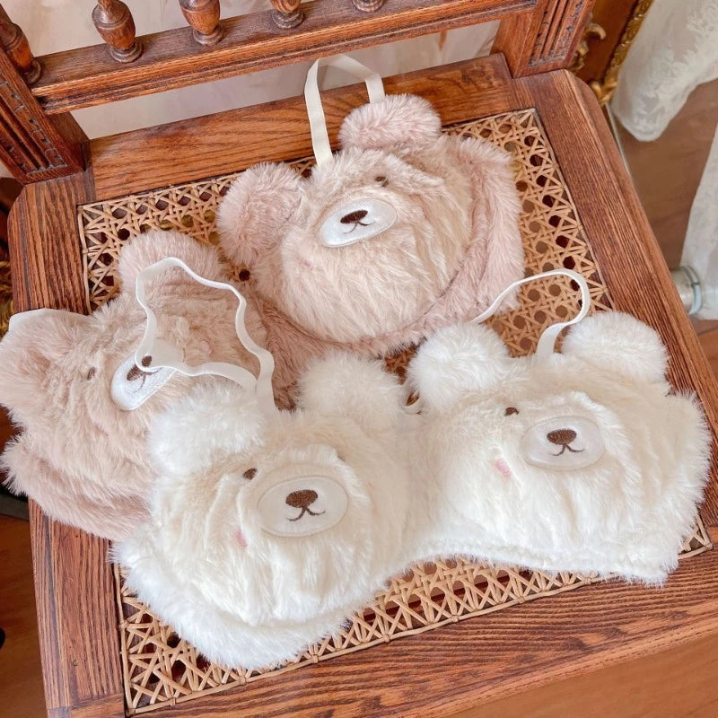 DDLG Honeybear bra and thong set, kawaii and cozy ABDL loungewear for cute self-care and soft vibes