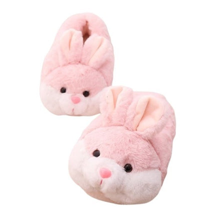 DDLG little bunny slippers in pastel pink, grey and white with extra plush lining for soft, cozy indoor comfort